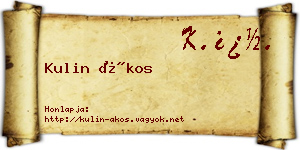 Kulin Ákos névjegykártya